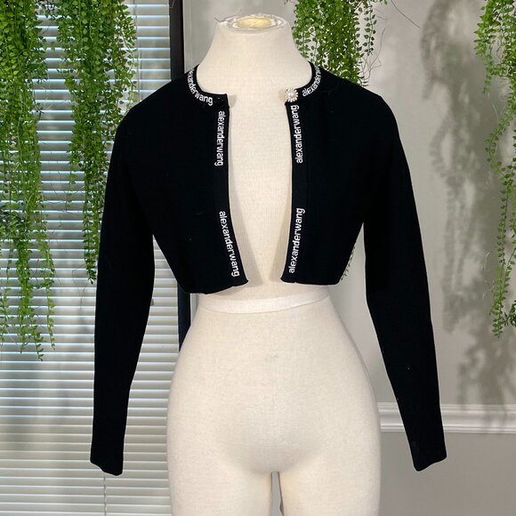 Alexander Wang Black Cropped Cardigan - Picture 1 of 3
